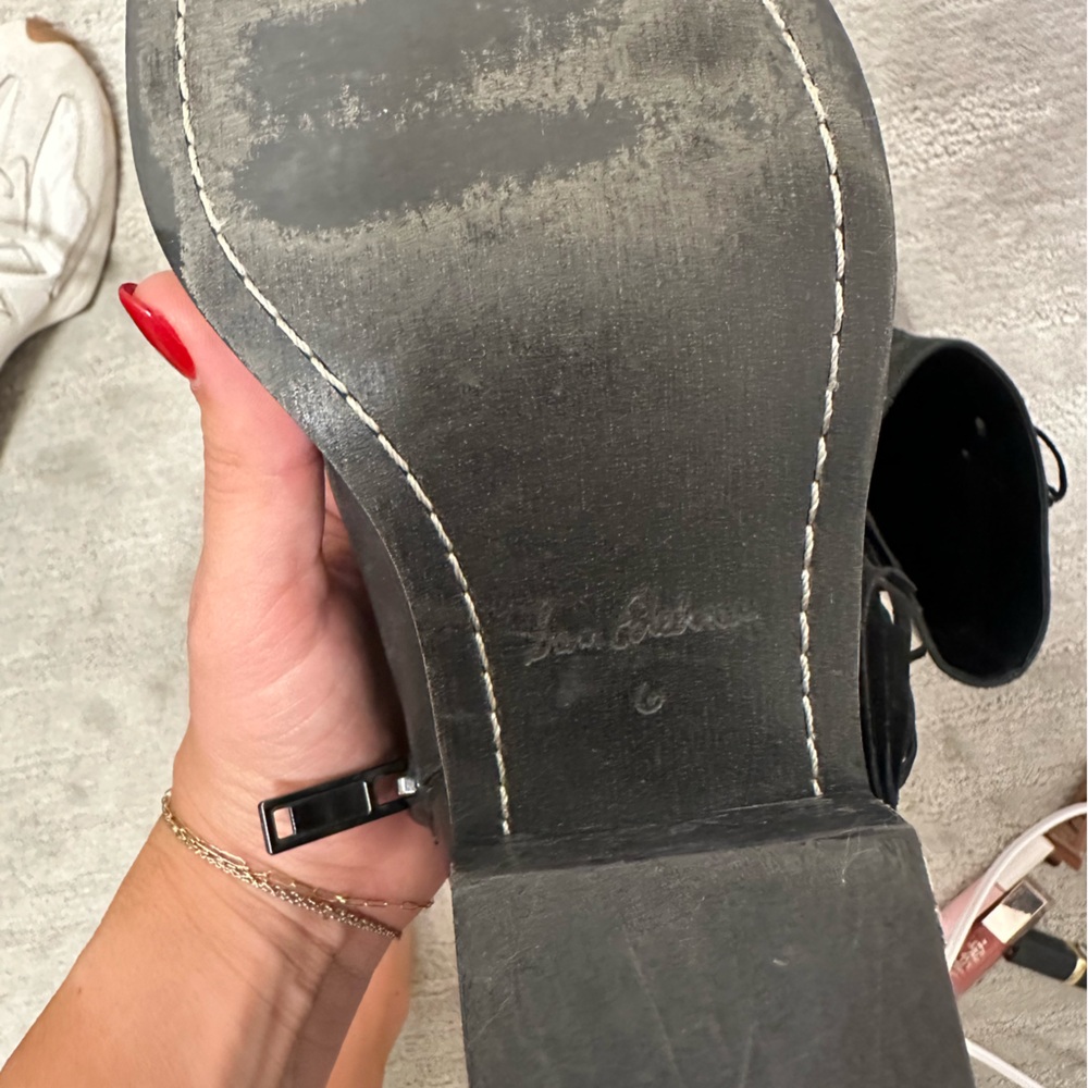 Sam Edelman Bernie Fringe Ankle Booties Black Leather Size 6 - Picture 3 of 6